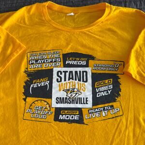 NWOT NHL Nashville Predators Gold Stand with Us Smashville SGA T Shirt Mens XL